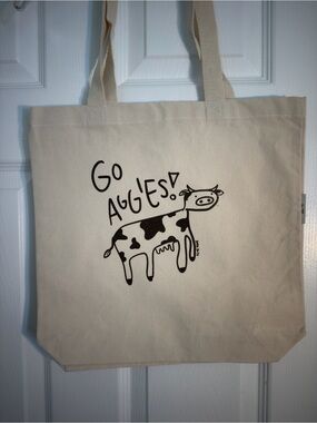 Ditch Day Go Aggies Cow 100% Cotton Canvas Tote Bag